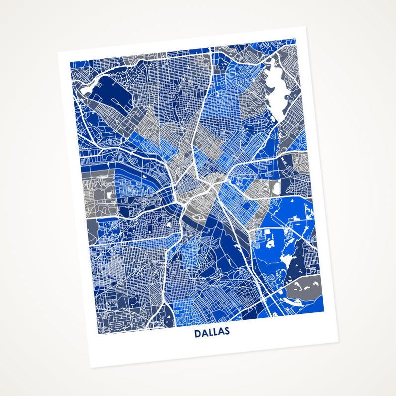 Juanita's Adventures - Wholesale Art Print - Juanitas Dallas Map Print0
