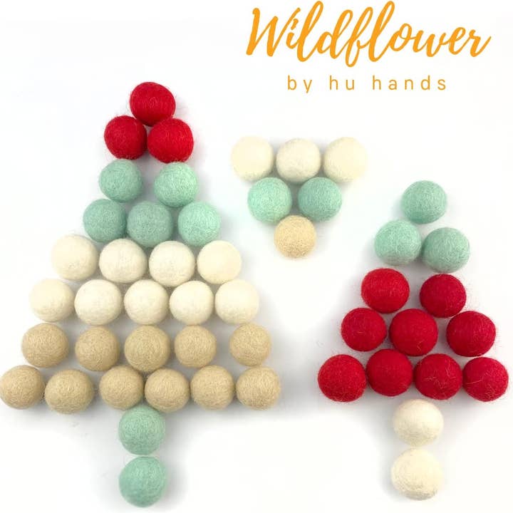 Wildflower by hu hands - Wholesale Ornament set - Christmas Cheer (50) Wool Felt Balls 1" Size6