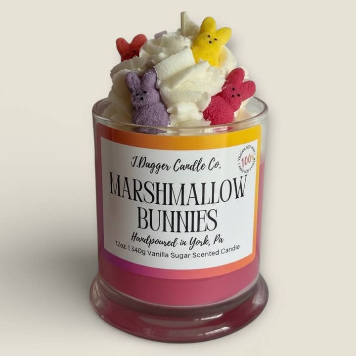 Marshmallow Peeps Easter Themed Soy Dessert Candle , 12oz. for wholesale by J Dagger Candle Co.