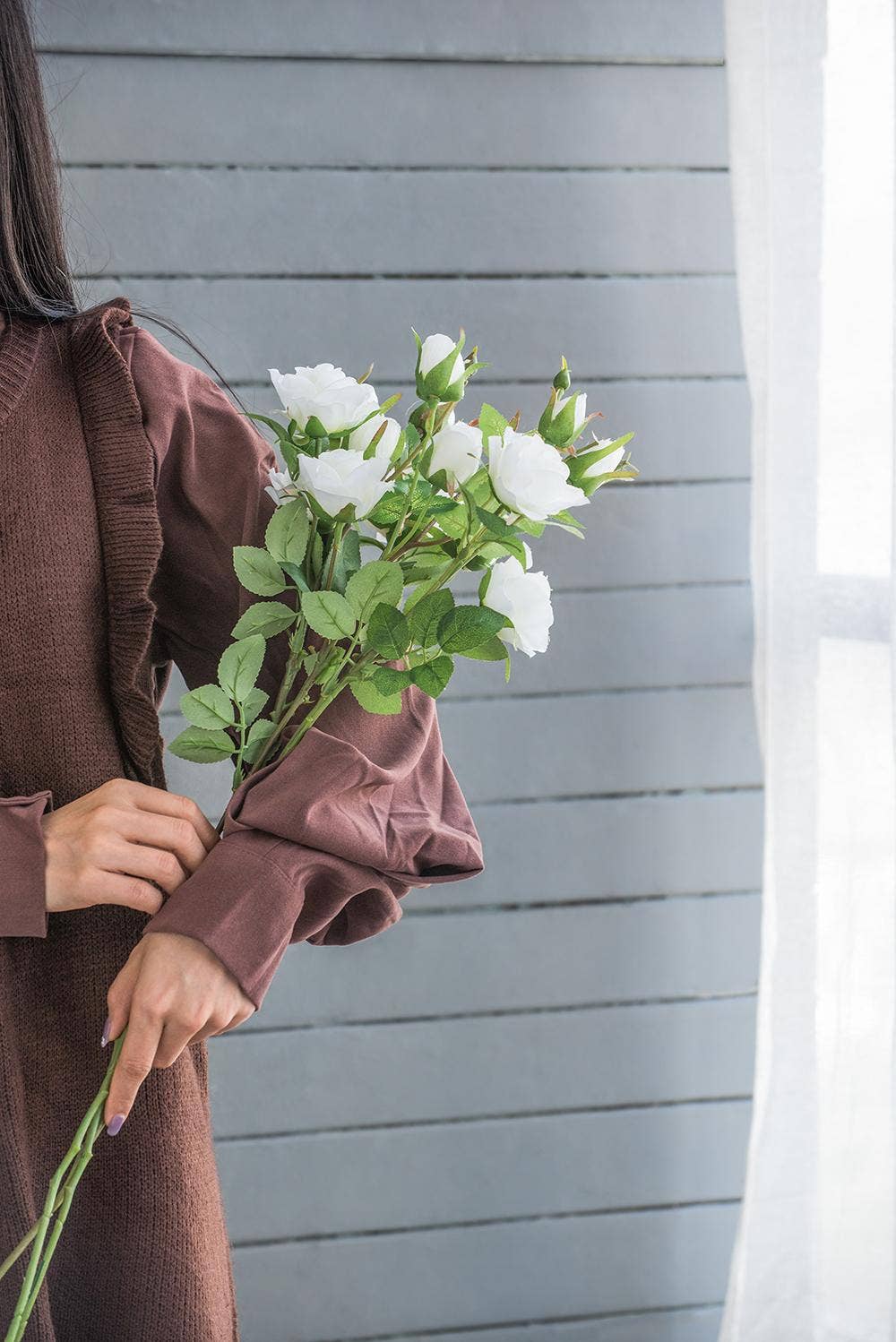 A&B Home Group Inc. - Wholesale Artificial Plant - 6.5x3.5x25"H Rose Spray - White2