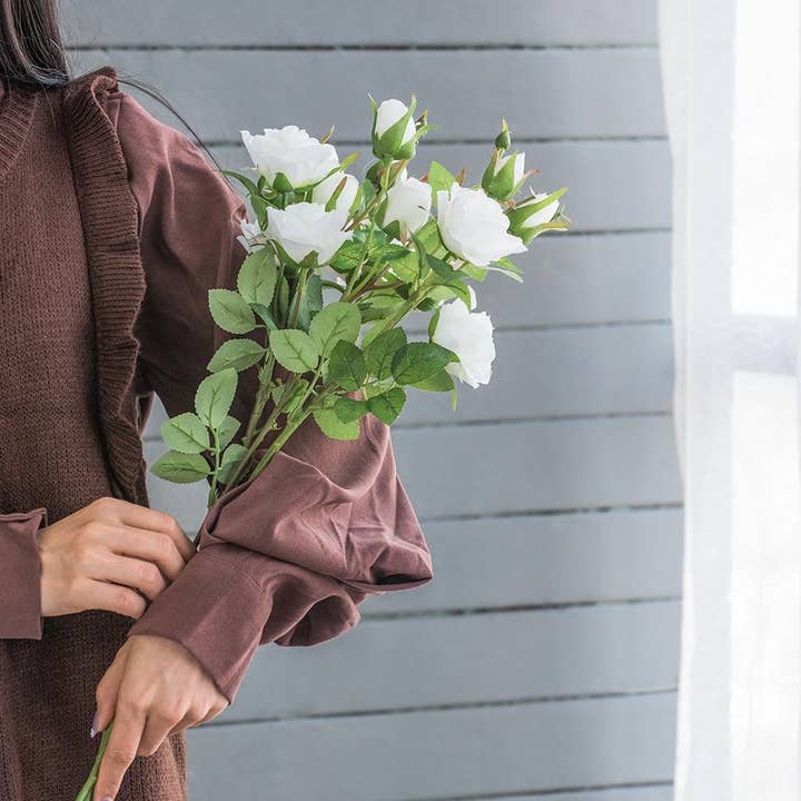 A&B Home Group Inc. - Wholesale Artificial Plant - 6.5x3.5x25"H Rose Spray - White2