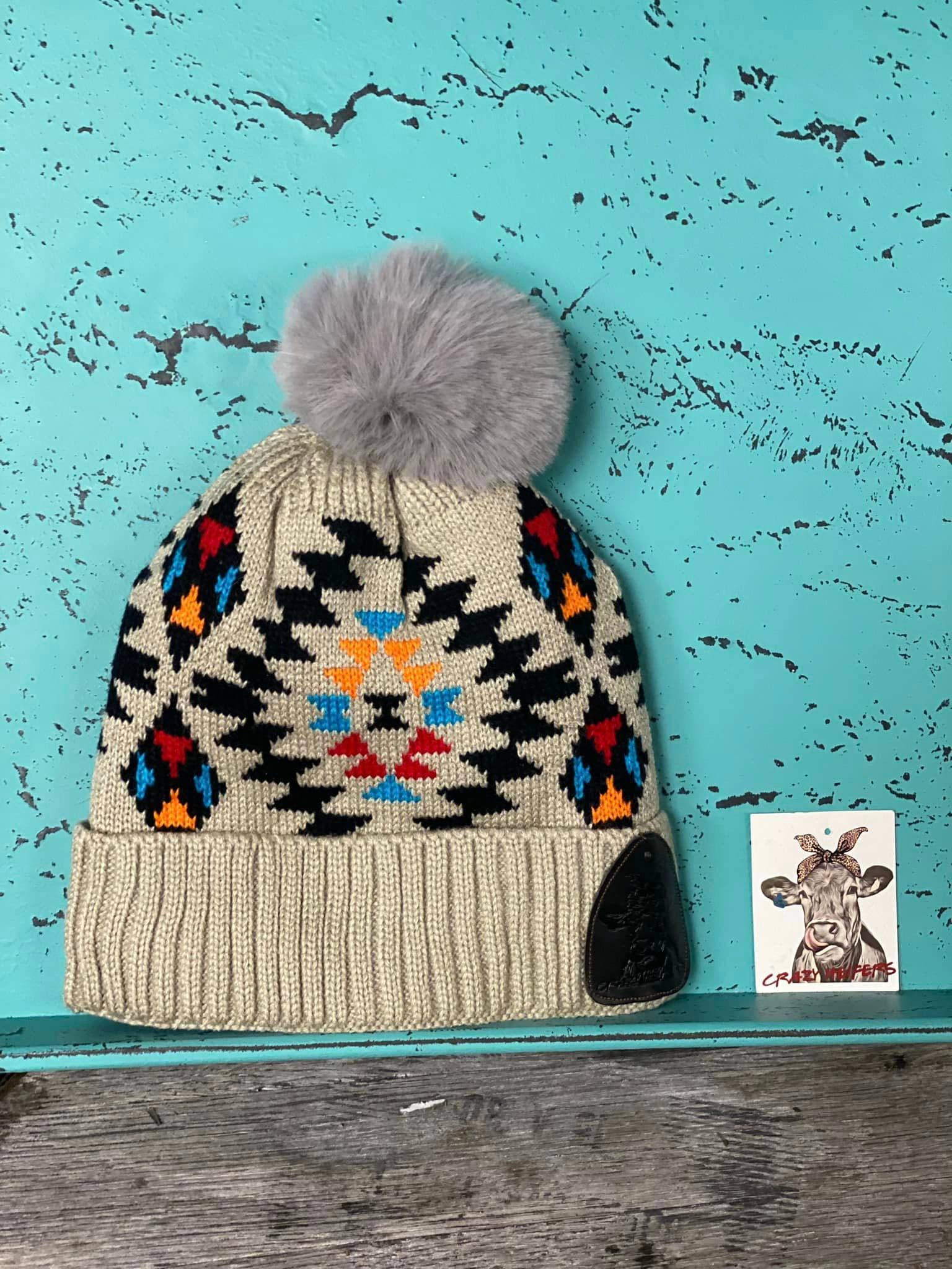 Crazy Heifers Wholesale - Wholesale Beanie - Women's - Aztec Pom Beanies7