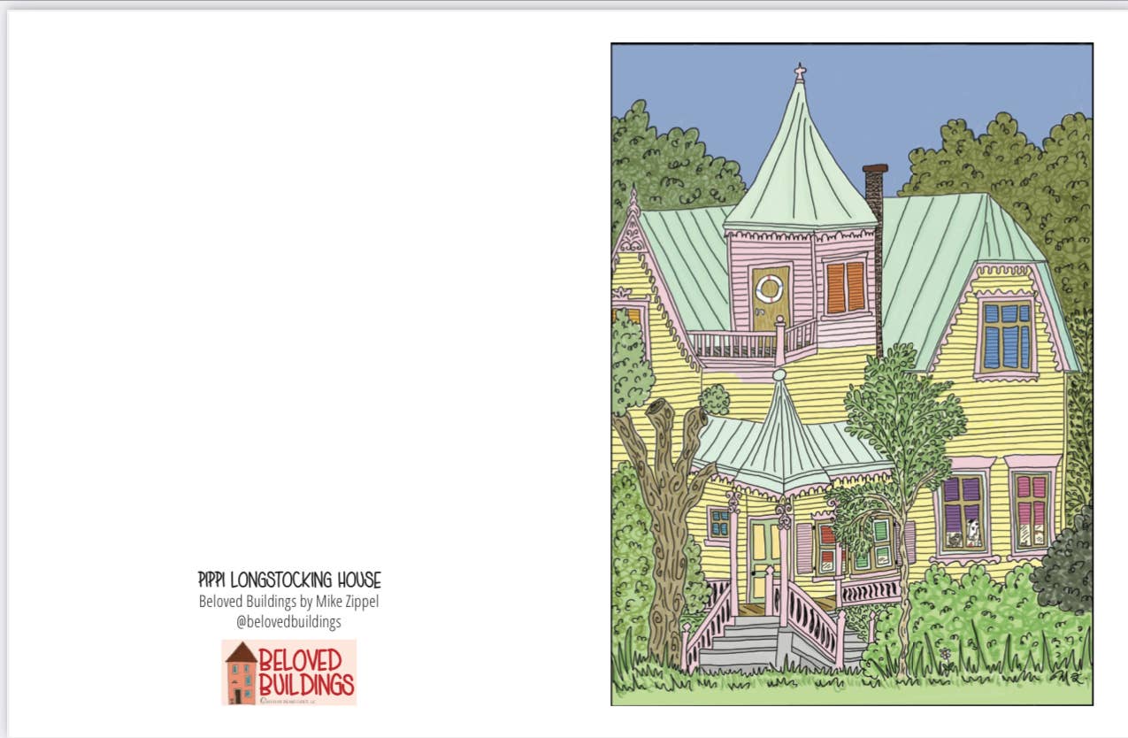 Only In My Dreams Events LLC - Wholesale Everyday Greeting Card - Pippi Longstocking House - Greeting Card - A20