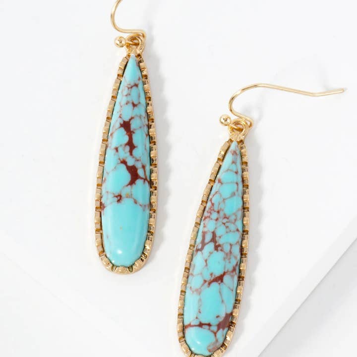 Wild Honey - Wholesale Dangle Earrings - Semi-Precious Natural-Stone Elongated Teardrop Dangle Earrings4