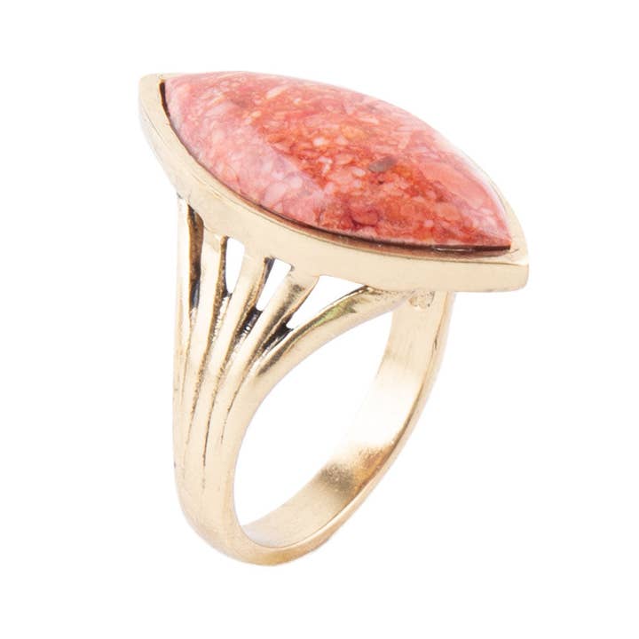 Barse Jewelry – wholesale Cocktail/Statement Ring – Orange svampkorall gnistring