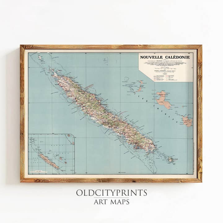 Old Map of New Caledonia and Liberty Islands New Caledonia Map 1953 | Vintage Map Wall Art Print (Copy) for wholesale by OldCityPrints - Old Maps and Posters