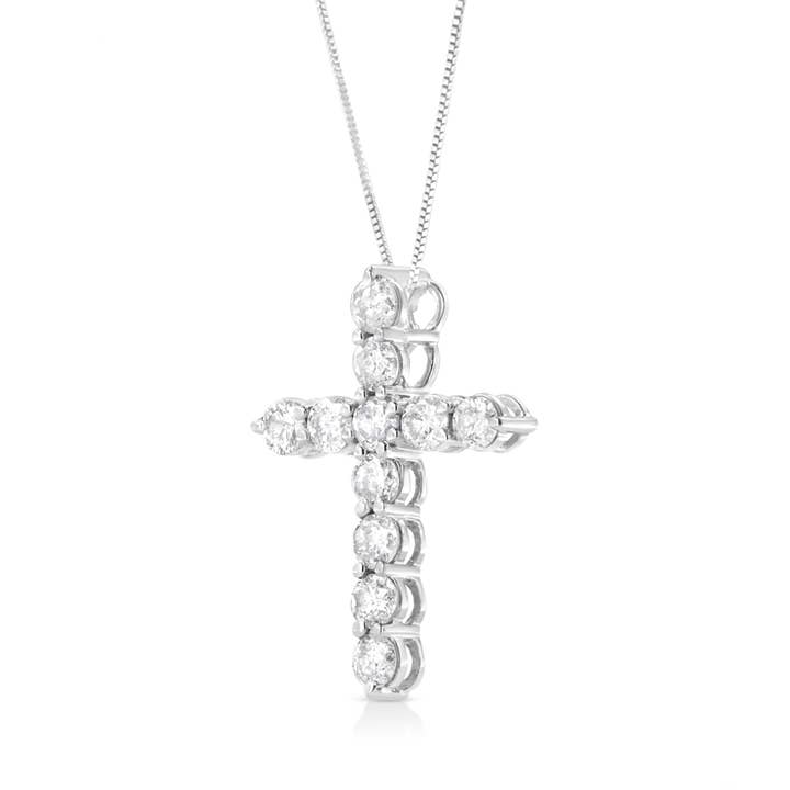 Infinite Jewels - Wholesale Pendant/Charm Necklace - .925 Sterling Silver 1 Carat Diamond Cross Pendant Necklace