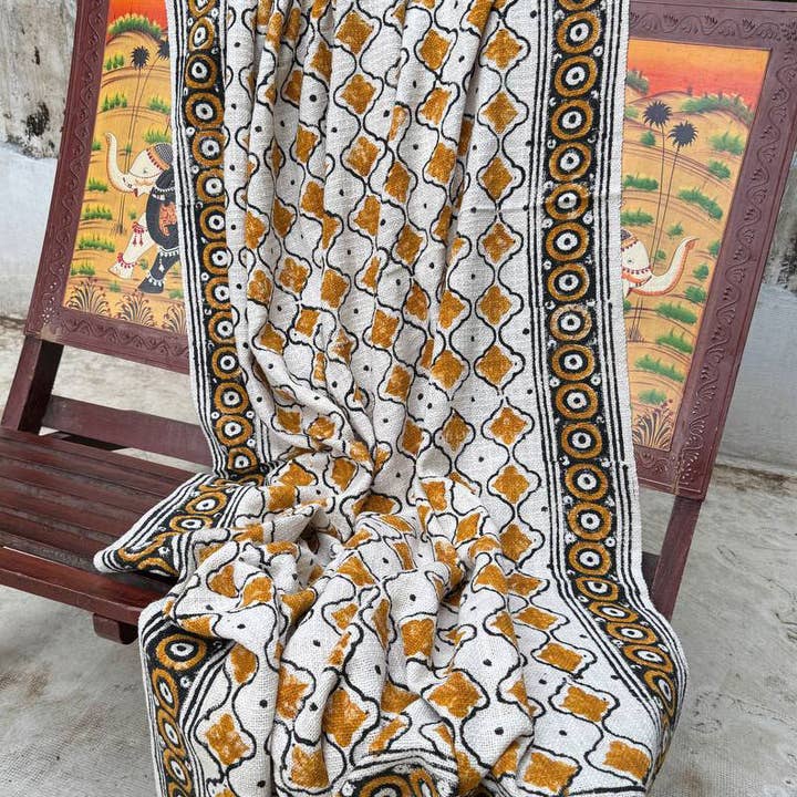 GYPSY STUDIO - Wholesale Throw Blanket - Pure Cotton Bedspread Block Printed Sofa & Beach Picnic Rugs0