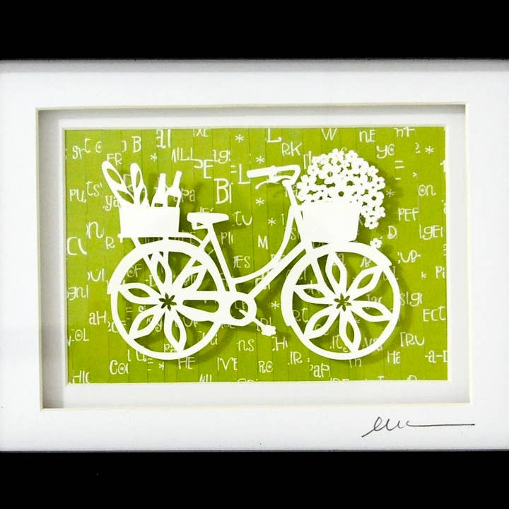 Stampa d'Arte Marmorizzata a Mano di Bicicletta su Carta Riciclata per la vendita all'ingrosso da parte di Hull Street Studio