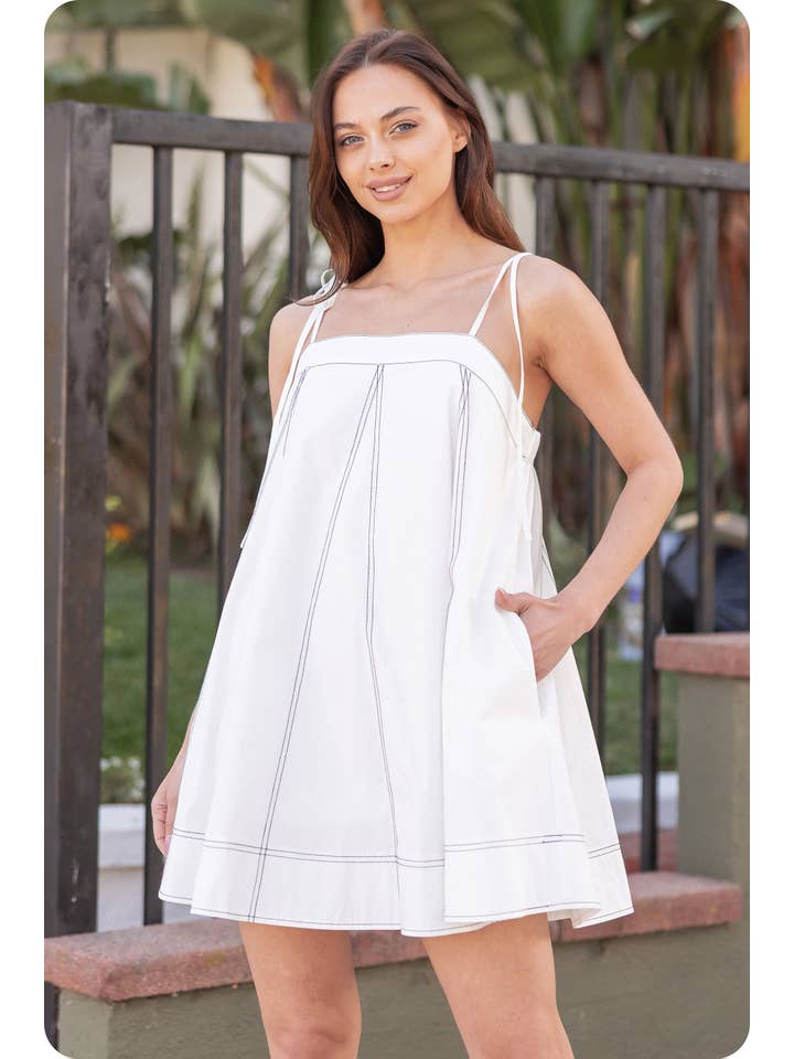 Strut & Bolt - Wholesale Dress - Women's - Contrast Top Stitch Mini Dress