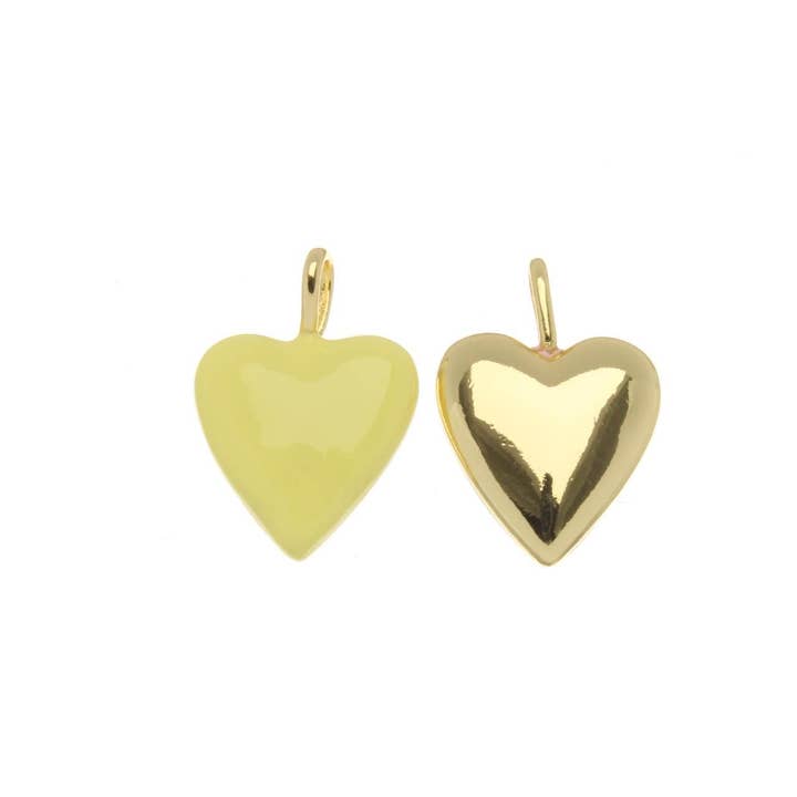 Jewel Pledge - Wholesale Individual Charm/Pendant - Silver/Gold Puff Heart Charm for Necklace, Shiny Enamel3