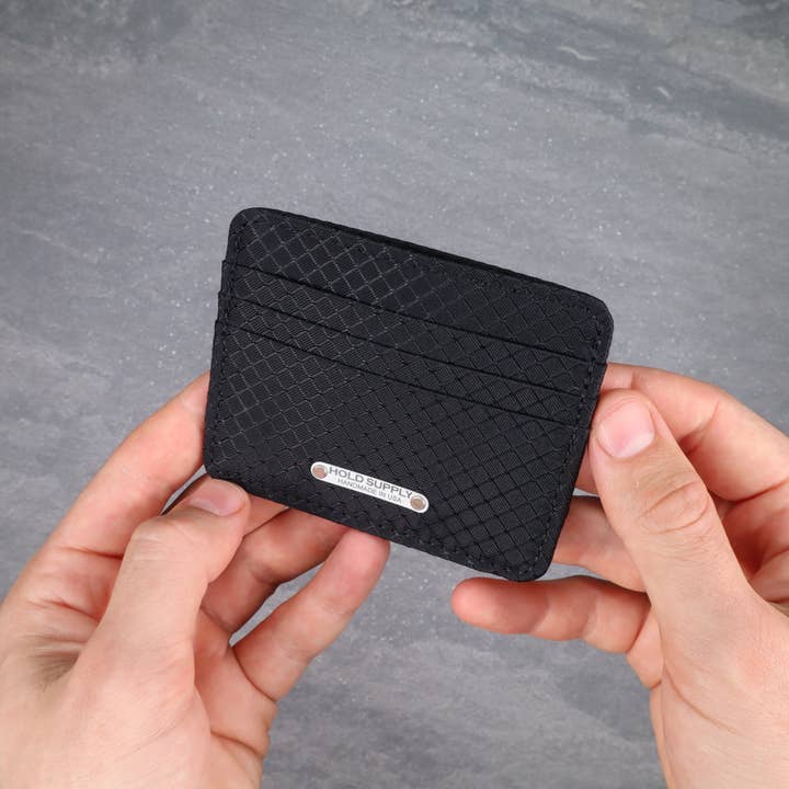 Portefeuille porte-cartes noir Ripstop, portefeuille en tissu minimaliste pour la vente par HOLD SUPPLY
