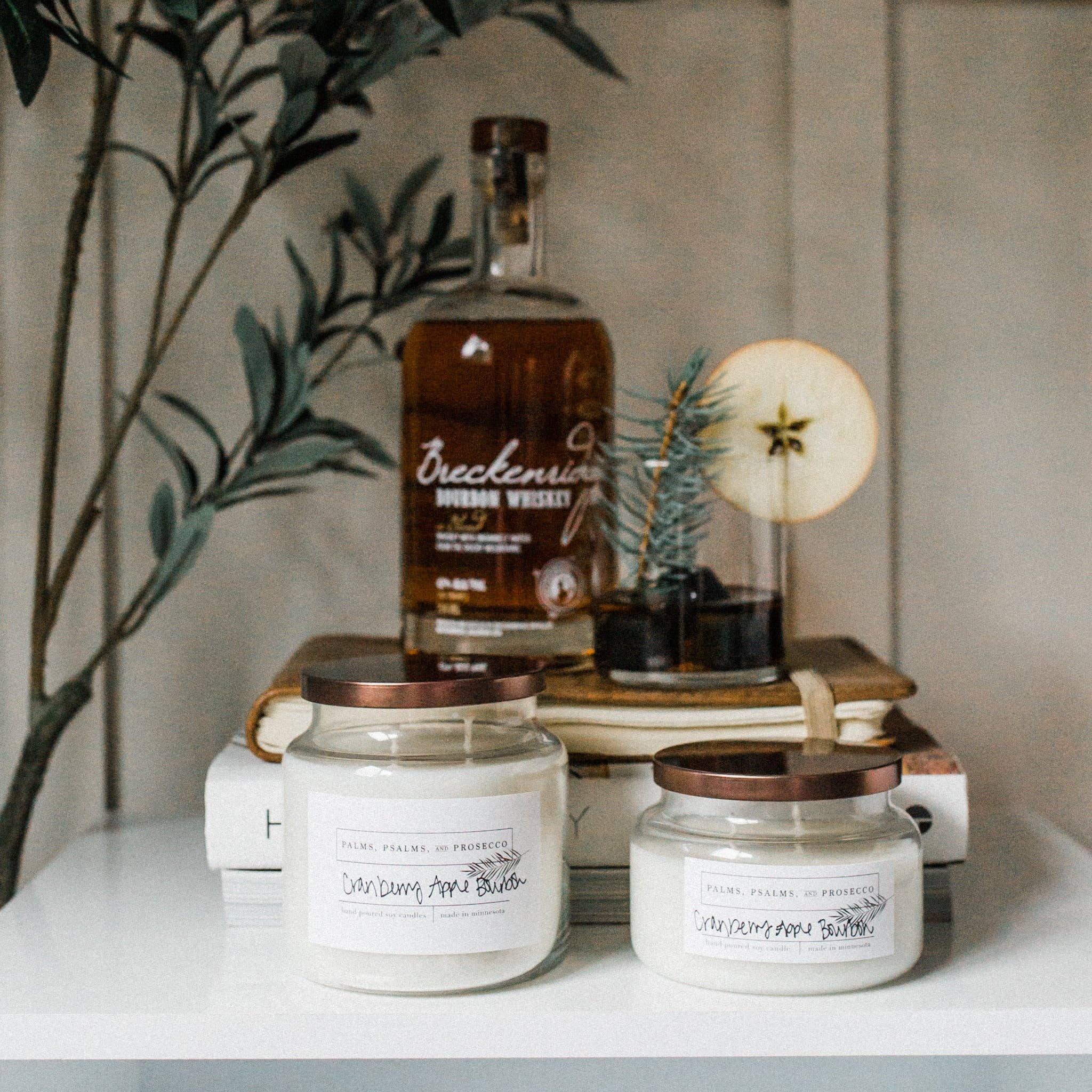 Palms, Psalms, & Prosecco - Wholesale Jar/Filled Candle - Cranberry Apple Bourbon Soy Candle1