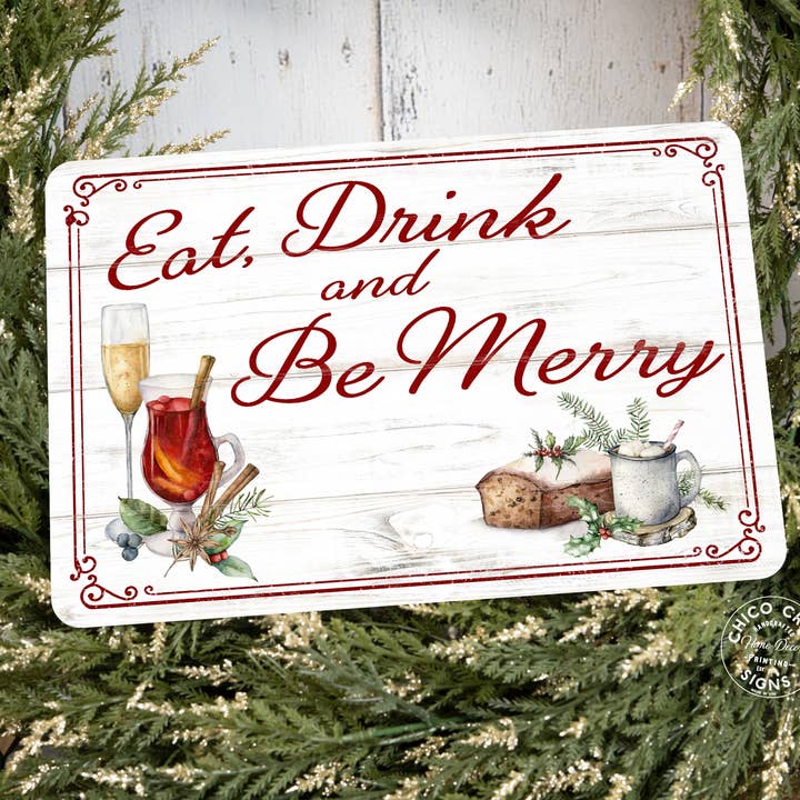 Spis Drik & Vær glædelig juleskilt 108120097014 for engroshandel hos Chico Creek Signs