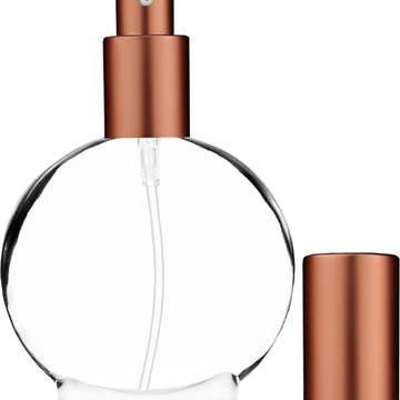 Best Bottles - Wholesale Atomizer Bottle - Clear Circle Glass Bottle-50ml (Multiple Cap & Pump Colors)10