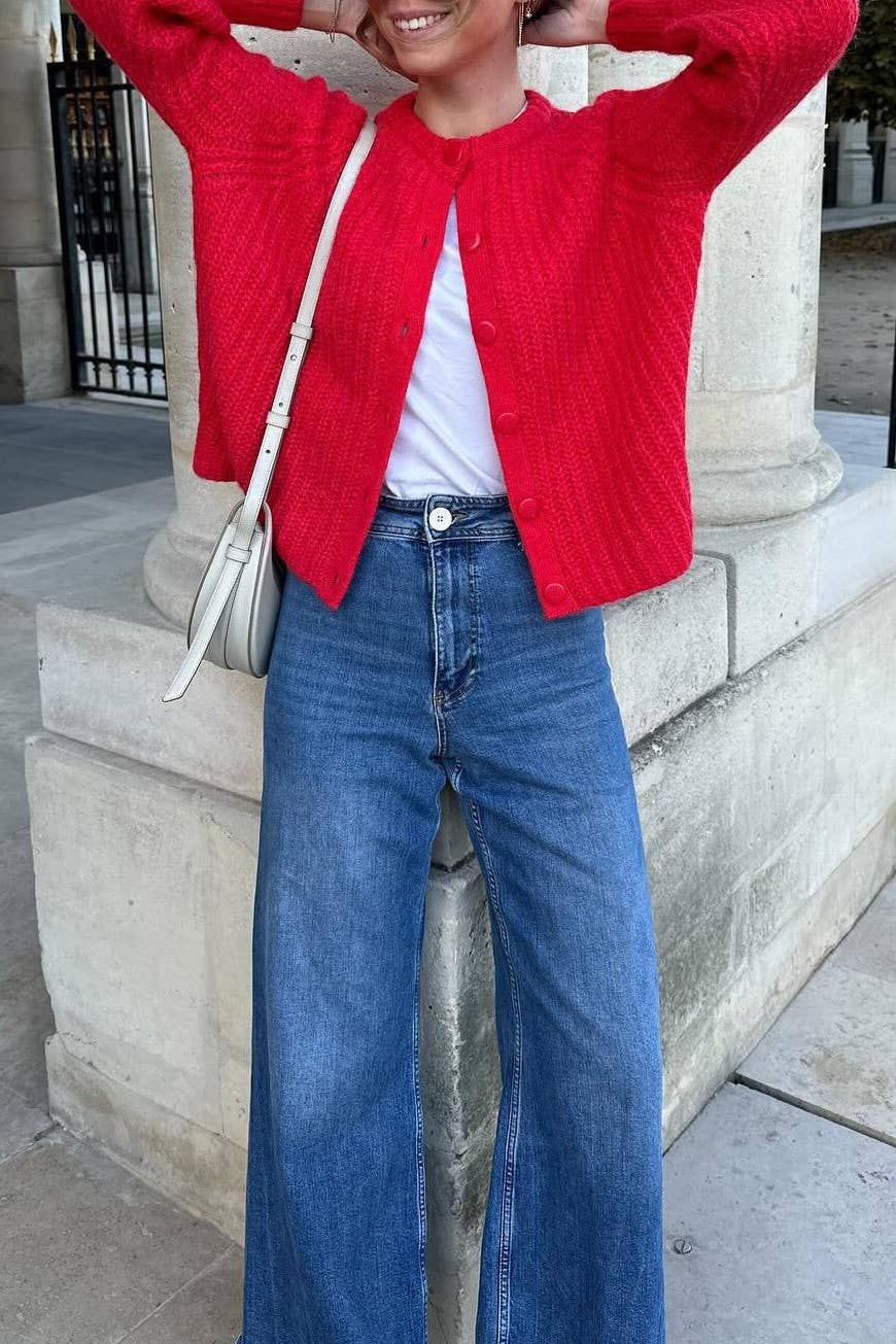 Rosa Clothing - Wholesale Cardigan - Women's - chunky crewneck knit Cardigan16