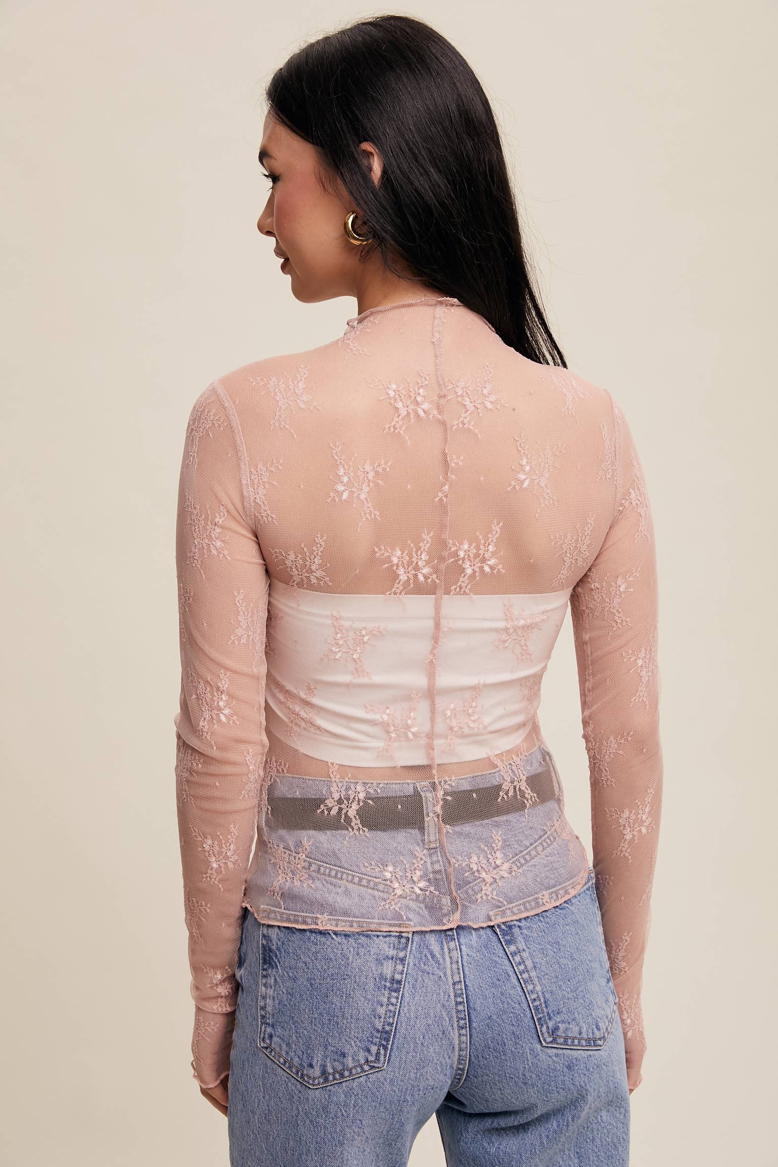 Listicle - Wholesale Blouse - Women's - Sheer Lace Long-Sleeve Top54