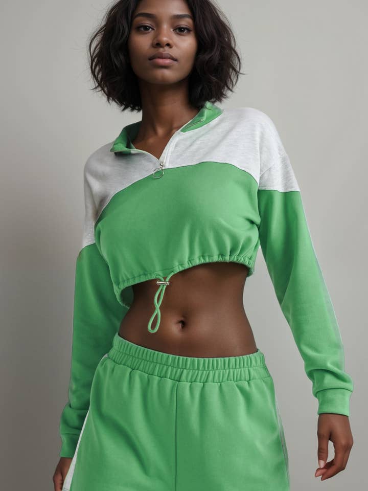 5besties inc - Wholesale Activewear Set - Women's - SPORTY CROP LONG SLEEVE TOP & SHORT SET7