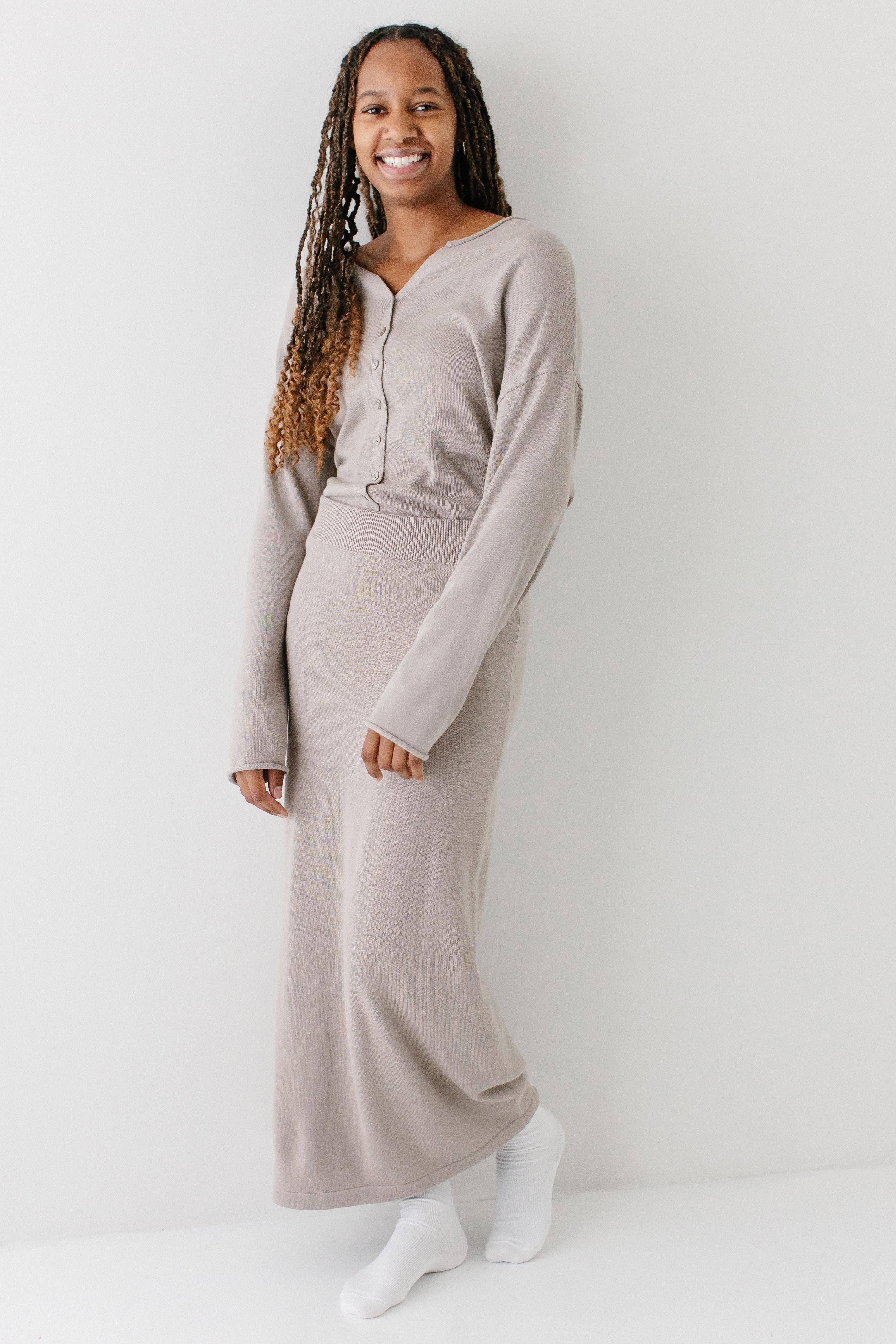 The Main Street Exchange - Wholesale Skirt - Women's - 'Jana' Cotton Blend Midi Sweater Skirt4