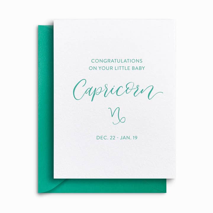 Babykaart Steenbok - Welcome Baby Zodiac Card - Baby Zodiac voor wholesale door Annabel Reese