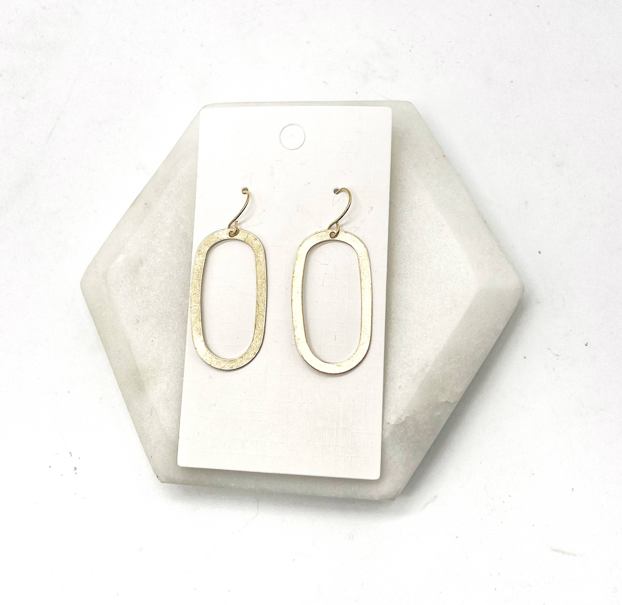 Baubles by B - Wholesale Dangle Earrings - Gold Oval Brass Metal Earrings3