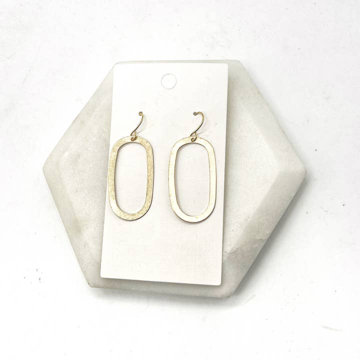 Baubles by B - Wholesale Dangle Earrings - Gold Oval Brass Metal Earrings3