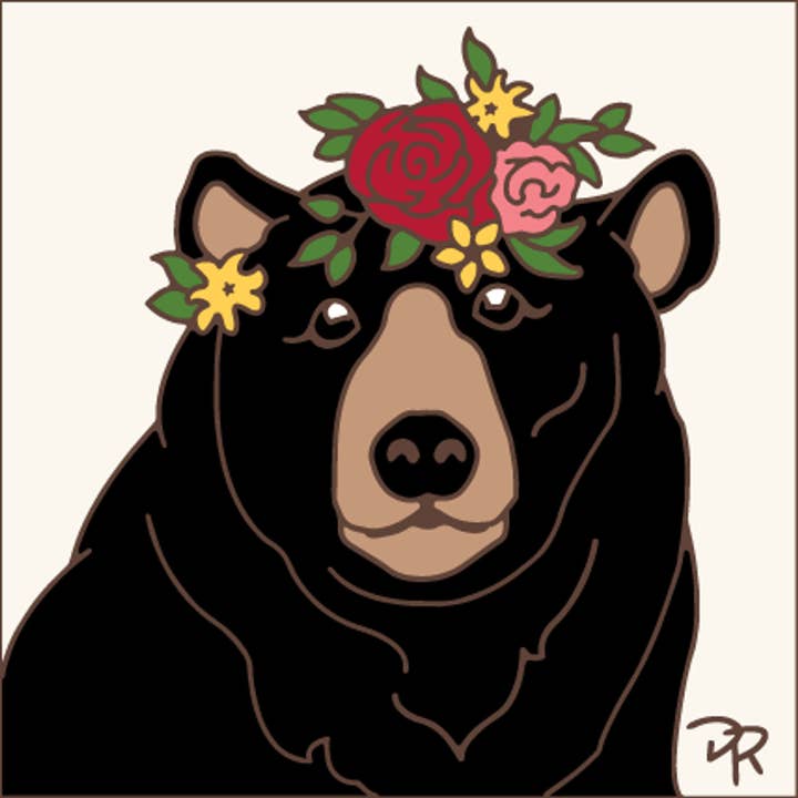 Bear in Floral Head Dress (8904A) for wholesale by Earthtones Tile