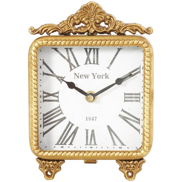 French Country Gold Metal Clock for wholesale by Deco Marché