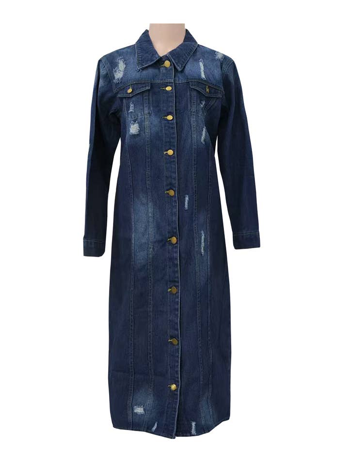 Vintage trench denim coat shirt dress for wholesale by HIDDENBRAND