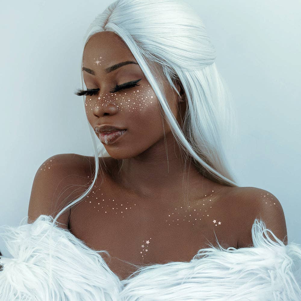 Flash Tattoos – Engroshandel Midlertidig tatovering – FAIRY DUST metallisk sliver ansigt glitter tatoveringspakke7