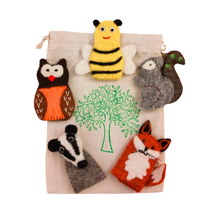 Bag of finger puppets - woodland for wholesale by Koseli Handmade