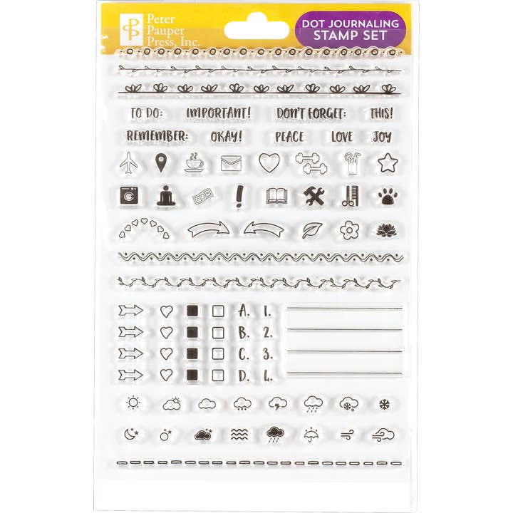 Peter Pauper Press - Wholesale Rubber/Decorative Stamp - Dot Journaling Clear Silicone Stamp Set