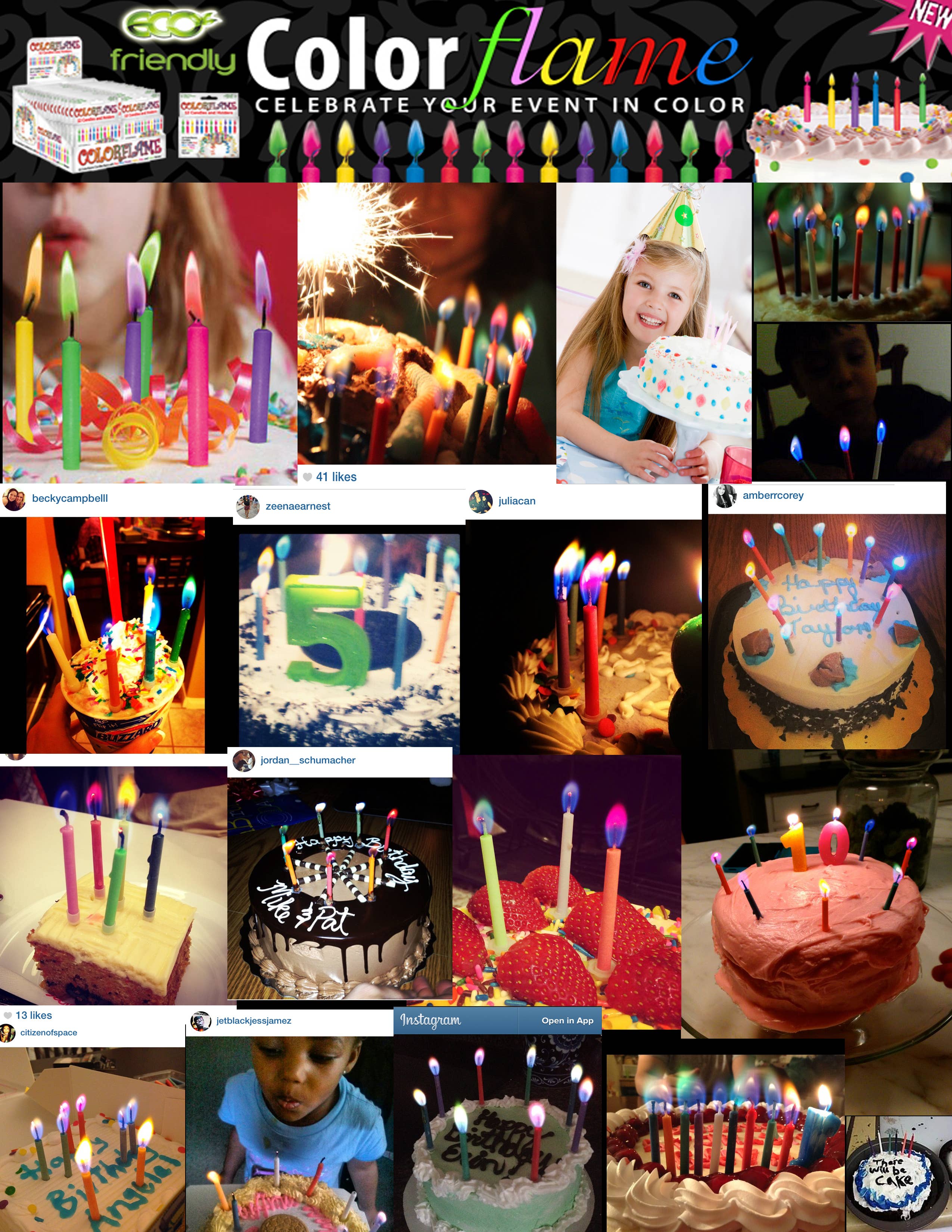 JII - Wholesale Cake Candle - Colorflame Birthday Candles 26 Piece Counter Display-104 PKS35