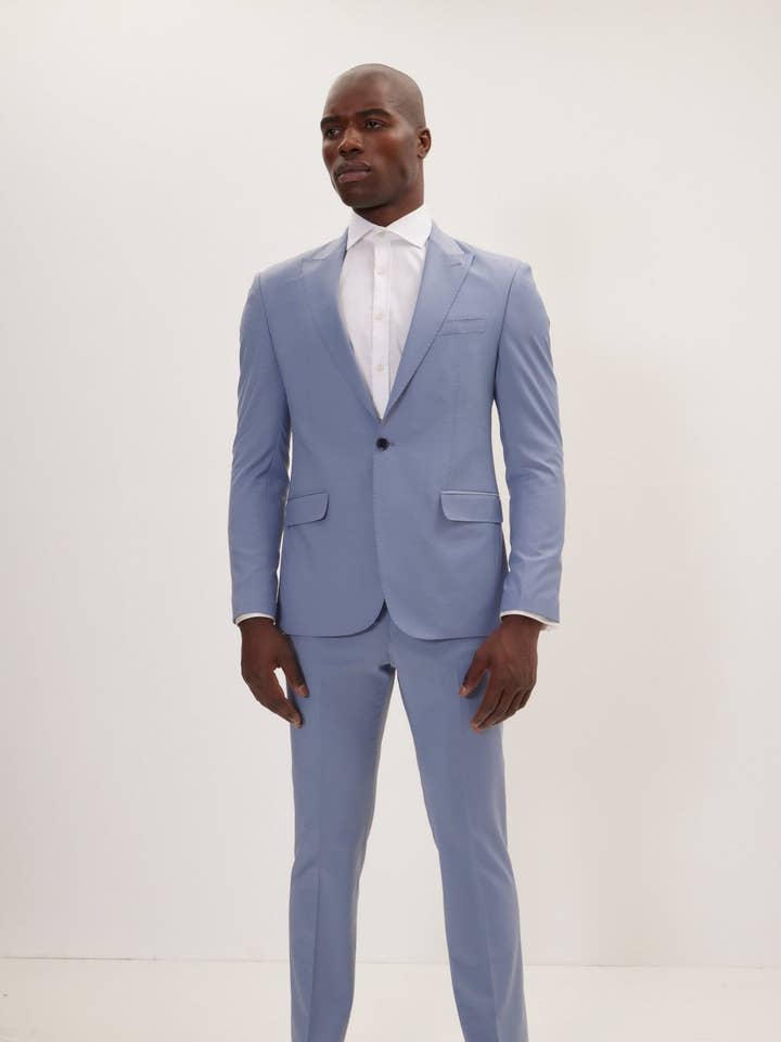 Men's Super 120S Merino Wool Single Breasted Suit - Monument for wholesale by Ron Tomson