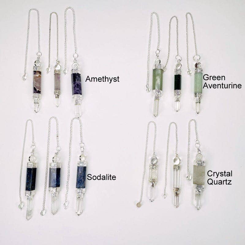 Rock Paradise – wholesale Meditation supplies – Crystal Quartz Point Pendulum with Silver toned Chain0