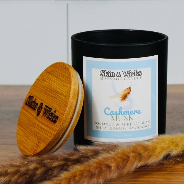 Cashmere Musk Wooden Wick Candle for wholesale by Skin & Wicks