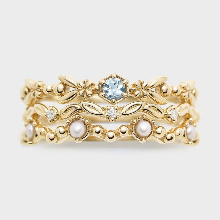 S925 Sterling Silver Retro Aquamarine Stacking Ring for wholesale by Gioiellin - S925 Silver Jewelry