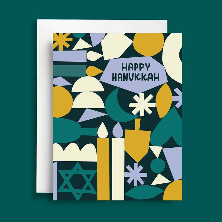 Geometric Shapes Hanukkah | Holiday Card for wholesale by Natasia Makes