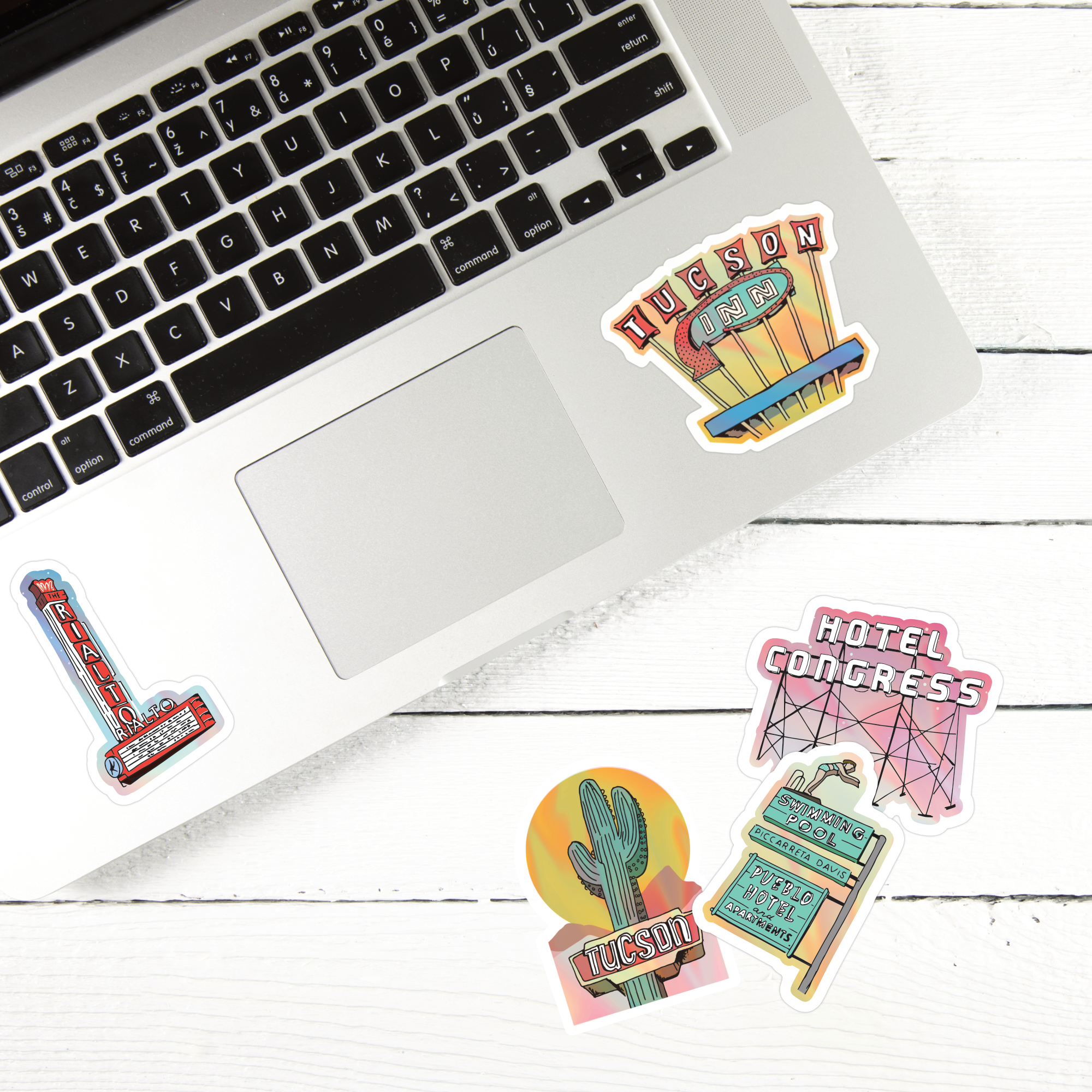 Juju and Moxie - Wholesale Sticker - Tucson Pueblo Hotel Holographic High Quality Vinyl Sticker6