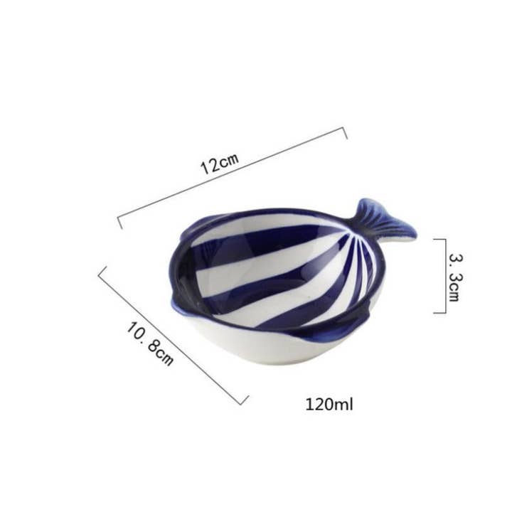 Homerely (We Cover All Import Duties) - Wholesale Dinner Plate - Hand Printed Fish Shape Ceramic Plate5