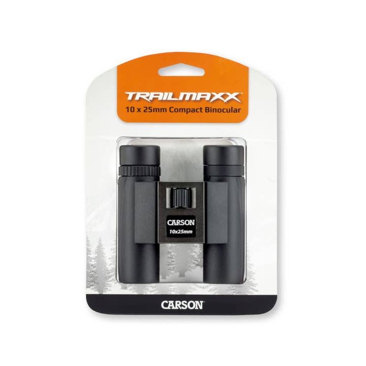 Carson - Wholesale Binoculars - TrailMaxxâ„¢ 10x25mm Rugged Compact Binoculars, Pouch, Strap