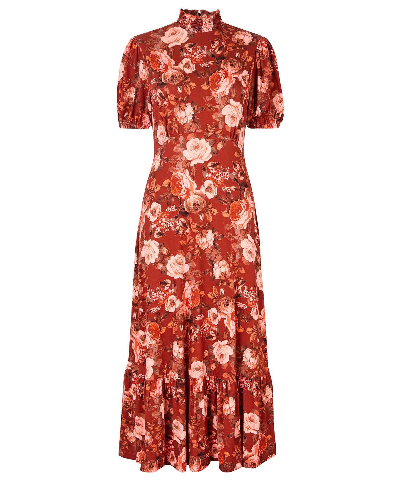 Brown All About Autumn Floral Jersey Dress for wholesale on Faire1