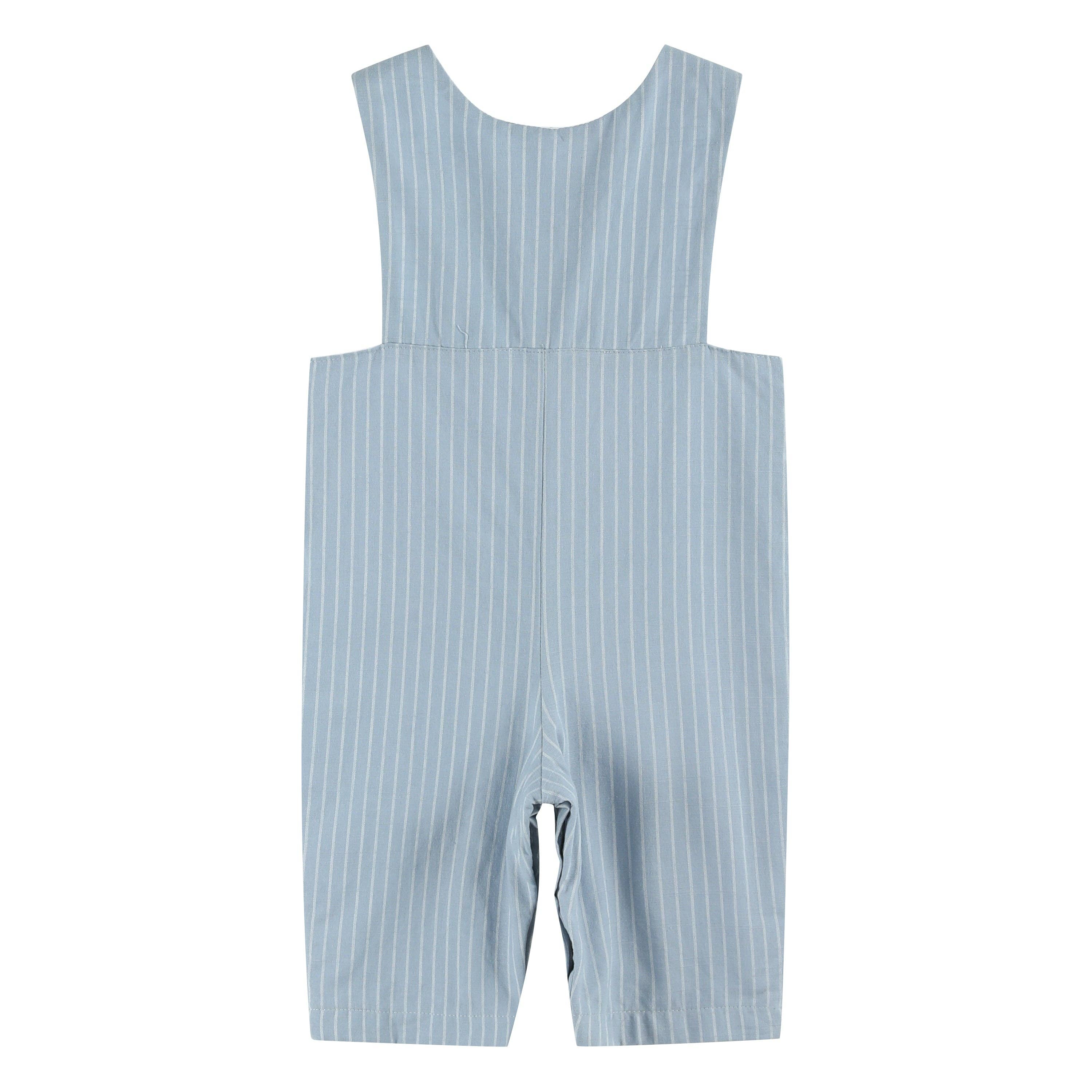 Lil Cactus - Wholesale Overalls - Baby - Blue Pinstripe Brown Smocked Jon Jons1
