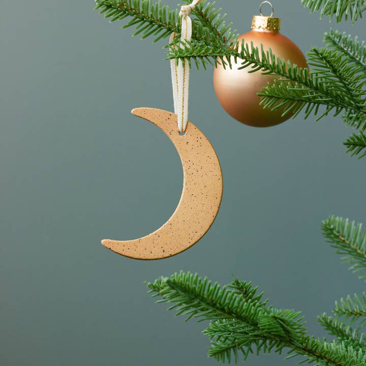 Hereafter - Wholesale Ornament - Speckled Crescent Ceramic Ornament