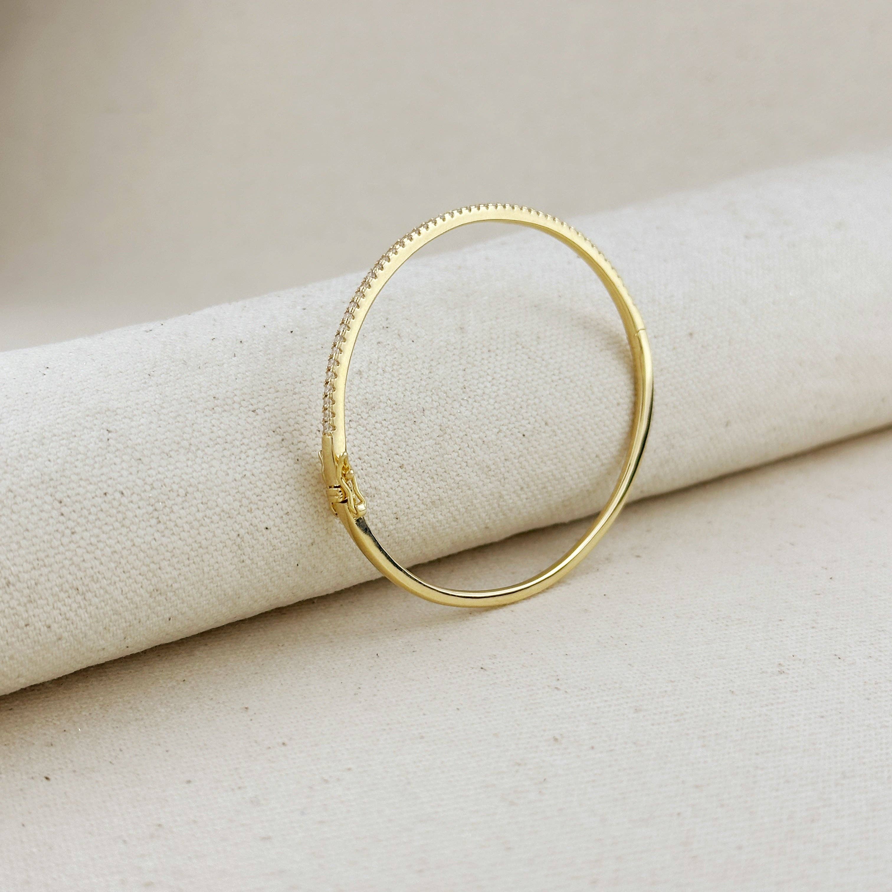 GoldFi - Wholesale Bangle Bracelet - 18k Gold Filled Thin Line CZ Bangle Bracelet12