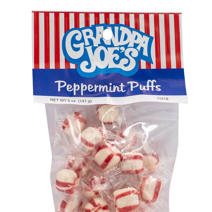 Grandpa Joe's Peg Bags, Peppermint Puffs, 5oz, 12 Ct Case for wholesale by Grandpa Joe's Candy Shop