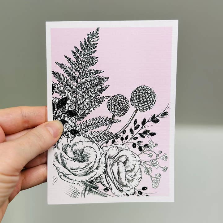 BOTANICALS blank greeting card - pink for wholesale by Scattered Seed Co