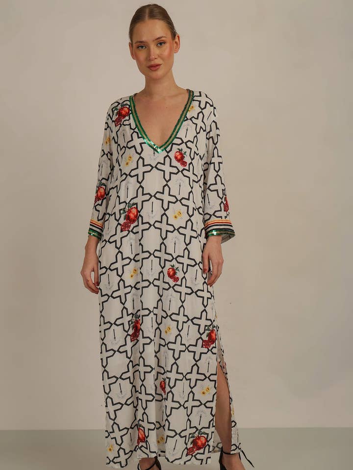 MARRAKESH V-HALS MAXIJURK voor wholesale door Anannasa Lifestyle