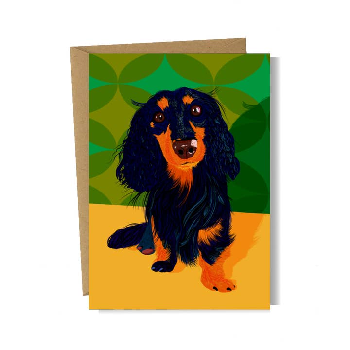 Sausage Dog - Greetings Card for wholesale by Emily Palmer Illustration