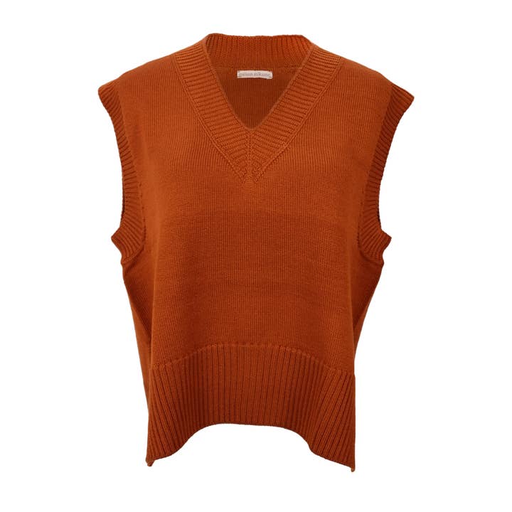 Lenora Merino sweater vest - Sienna for wholesale by Maison Mikumo